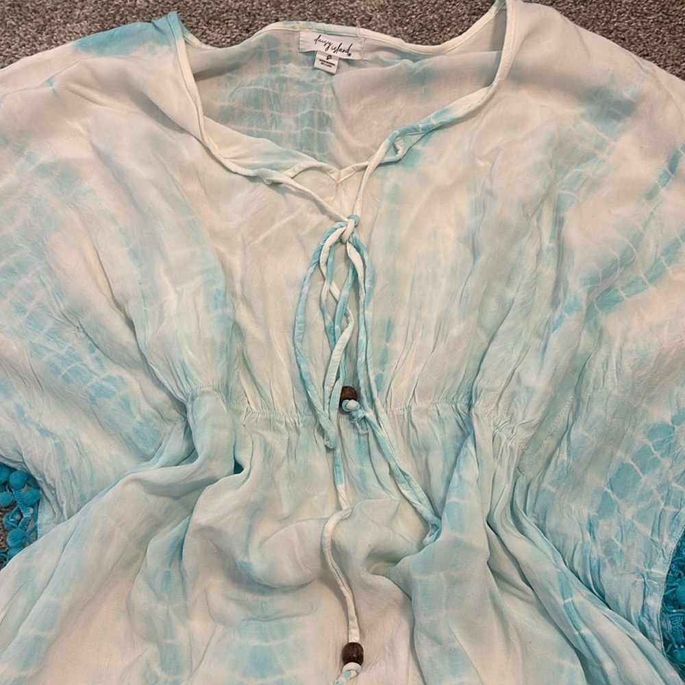 Aqua/White Tie-Dye Swim Cover Up - Picture 4 of 4